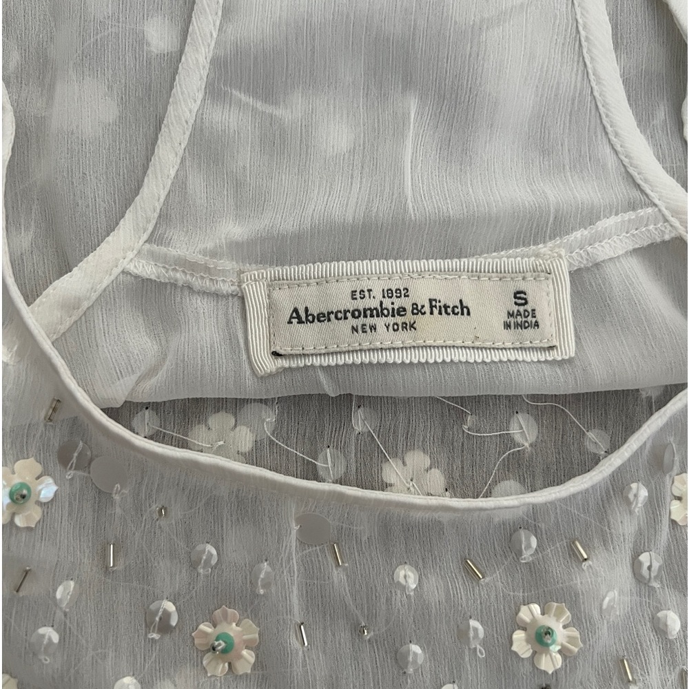 Vintage Abercrombie & Fitch Floral Sequin Sheer Racerback Tank Top - Picture 3 of 5